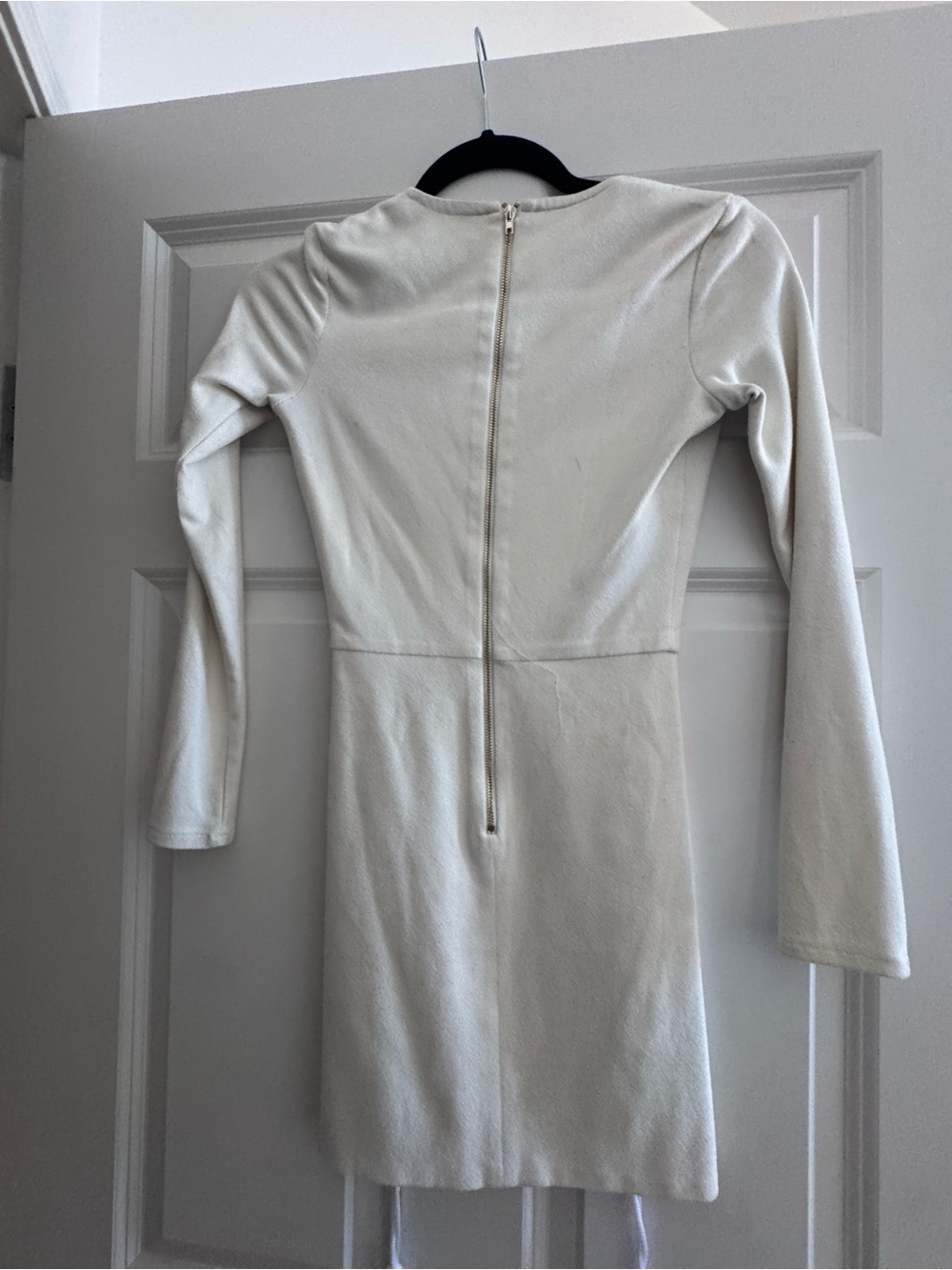 Oh Polly Cream Long Sleeve Mini Dress with Back Zip